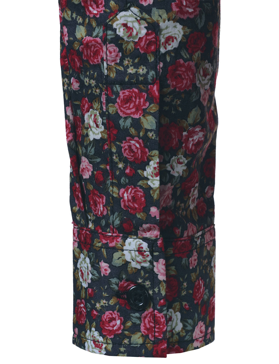 70s transpirable de algodón de manga larga floral Princamiseta para hombre