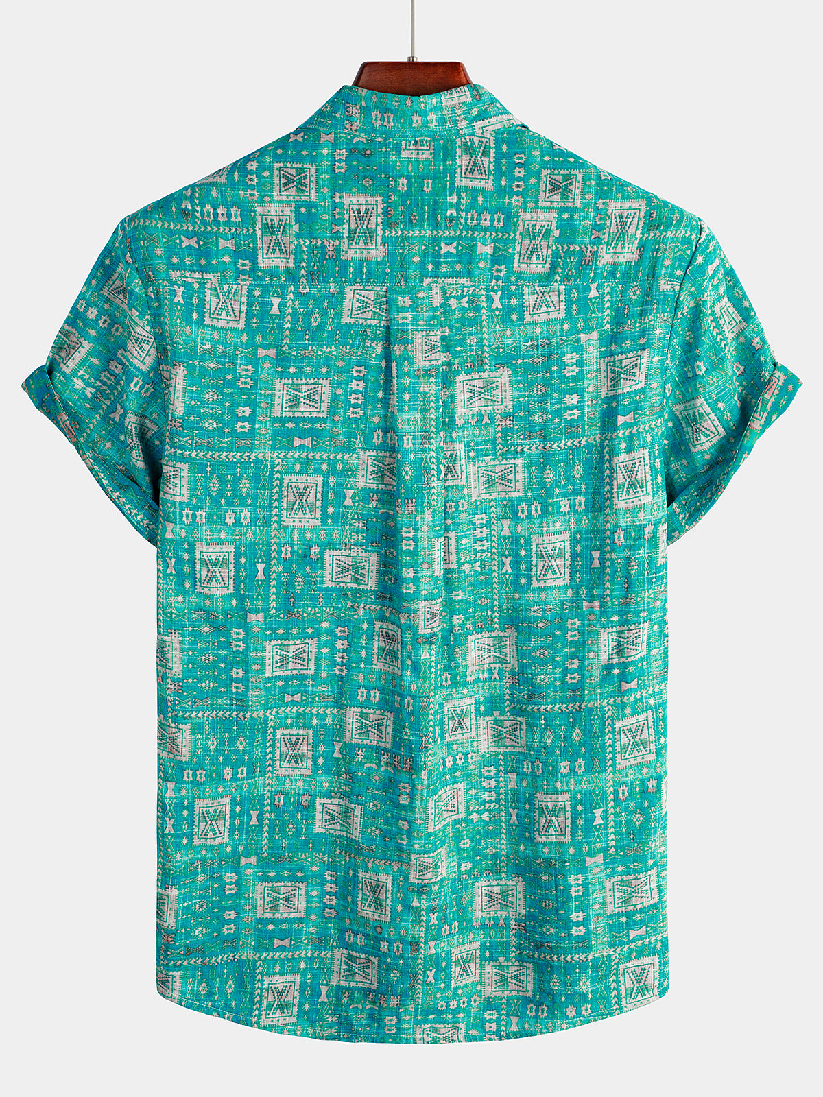 Camisa casual retro Holiday Pocket de manga corta para hombre
