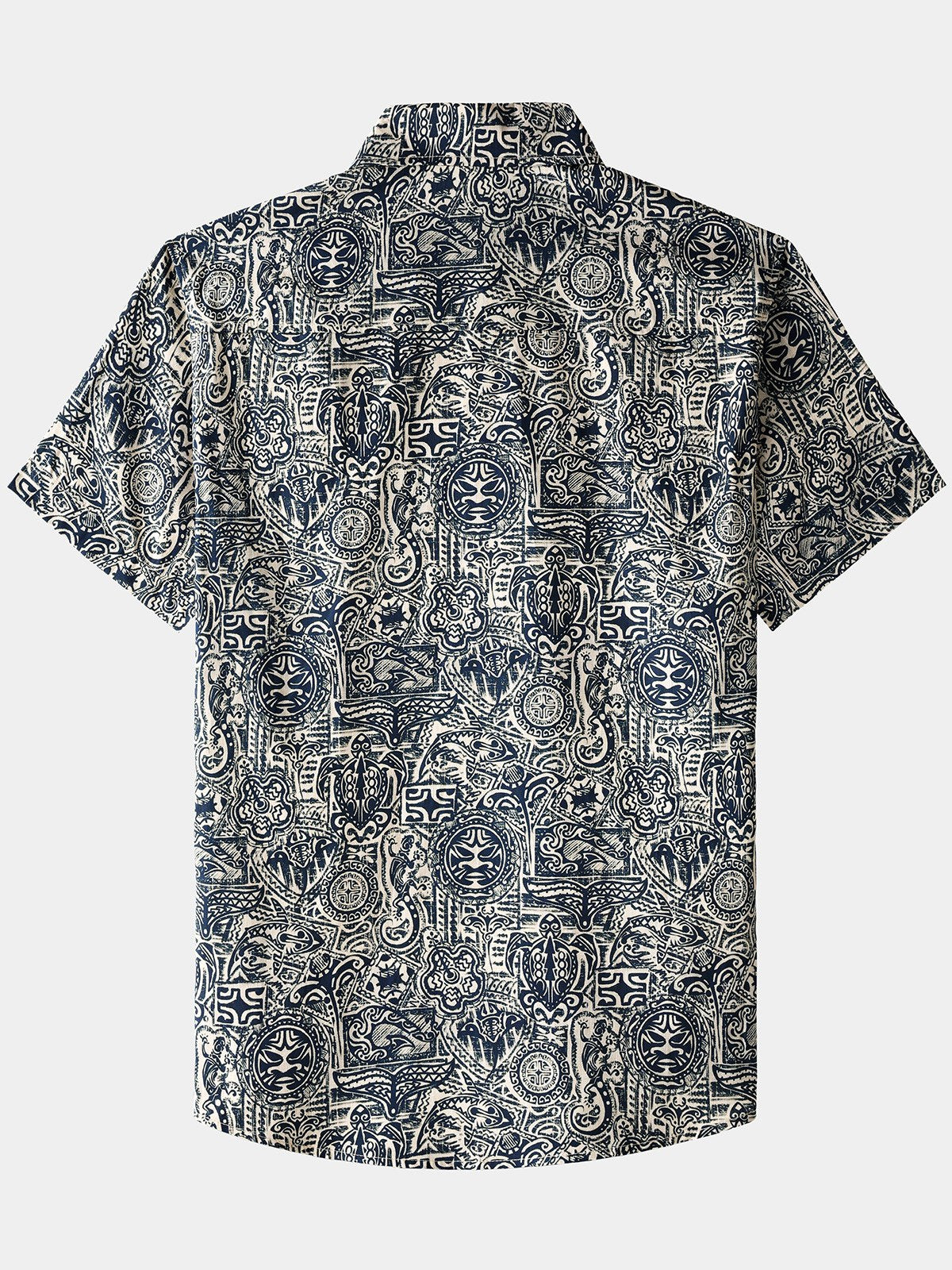 Camisa Tribal Pattern de manga corta con botones transpirable Cool casual para hombre