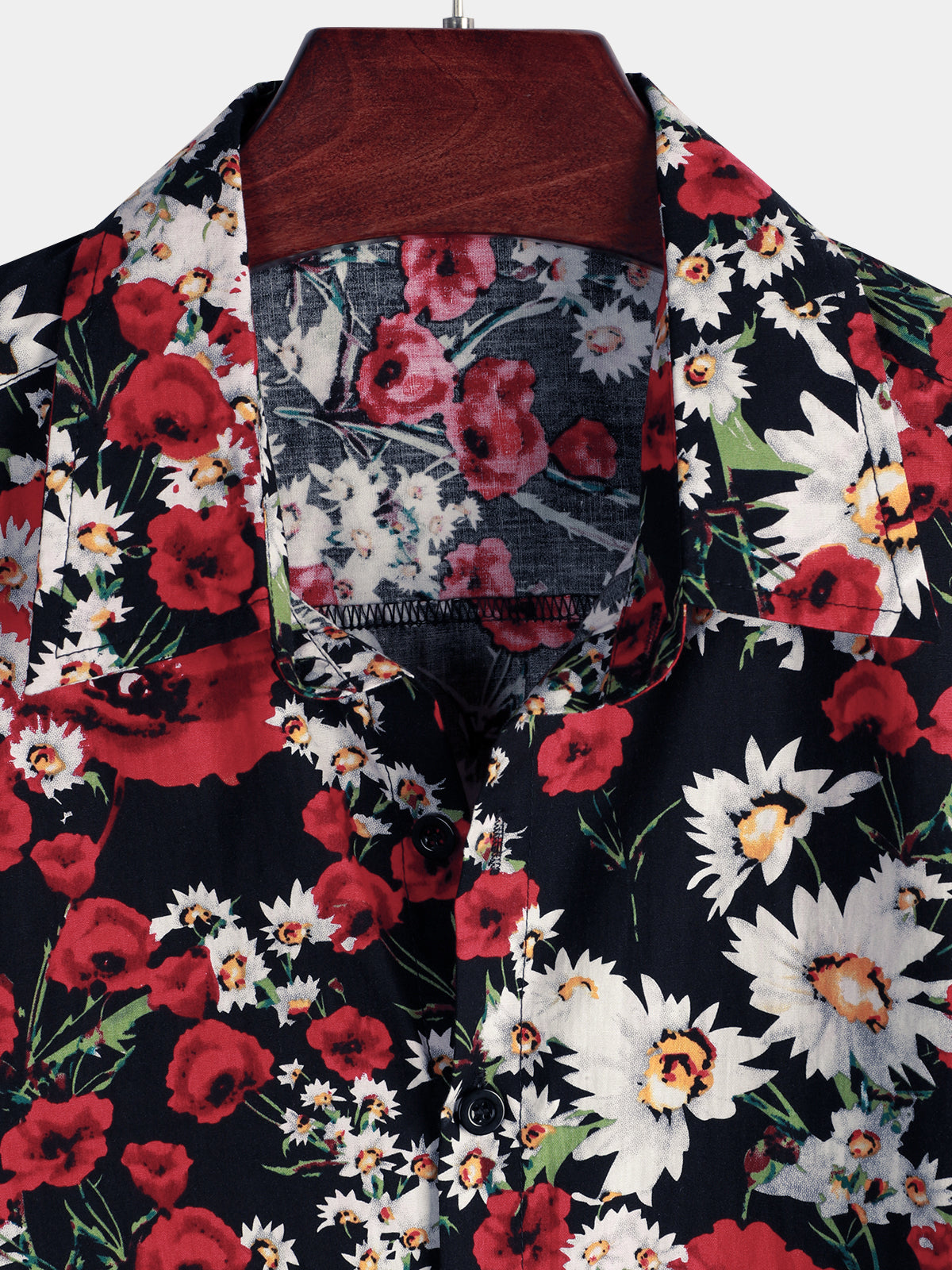 Camisa Summer Rose Daisy Flower estampado casual floral de manga corta para hombre