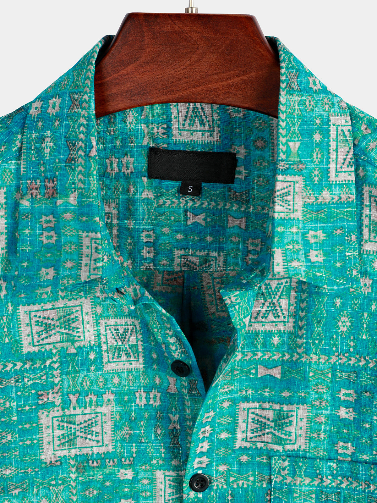 Camisa casual retro Holiday Pocket de manga corta para hombre