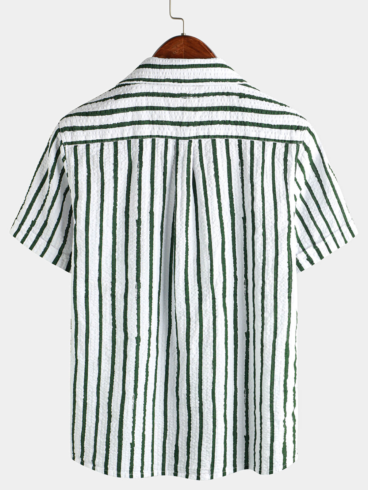 Camisa casual 100% de algodón a rayas Pocket Hawaiian Holiday Button Up de manga corta para hombre