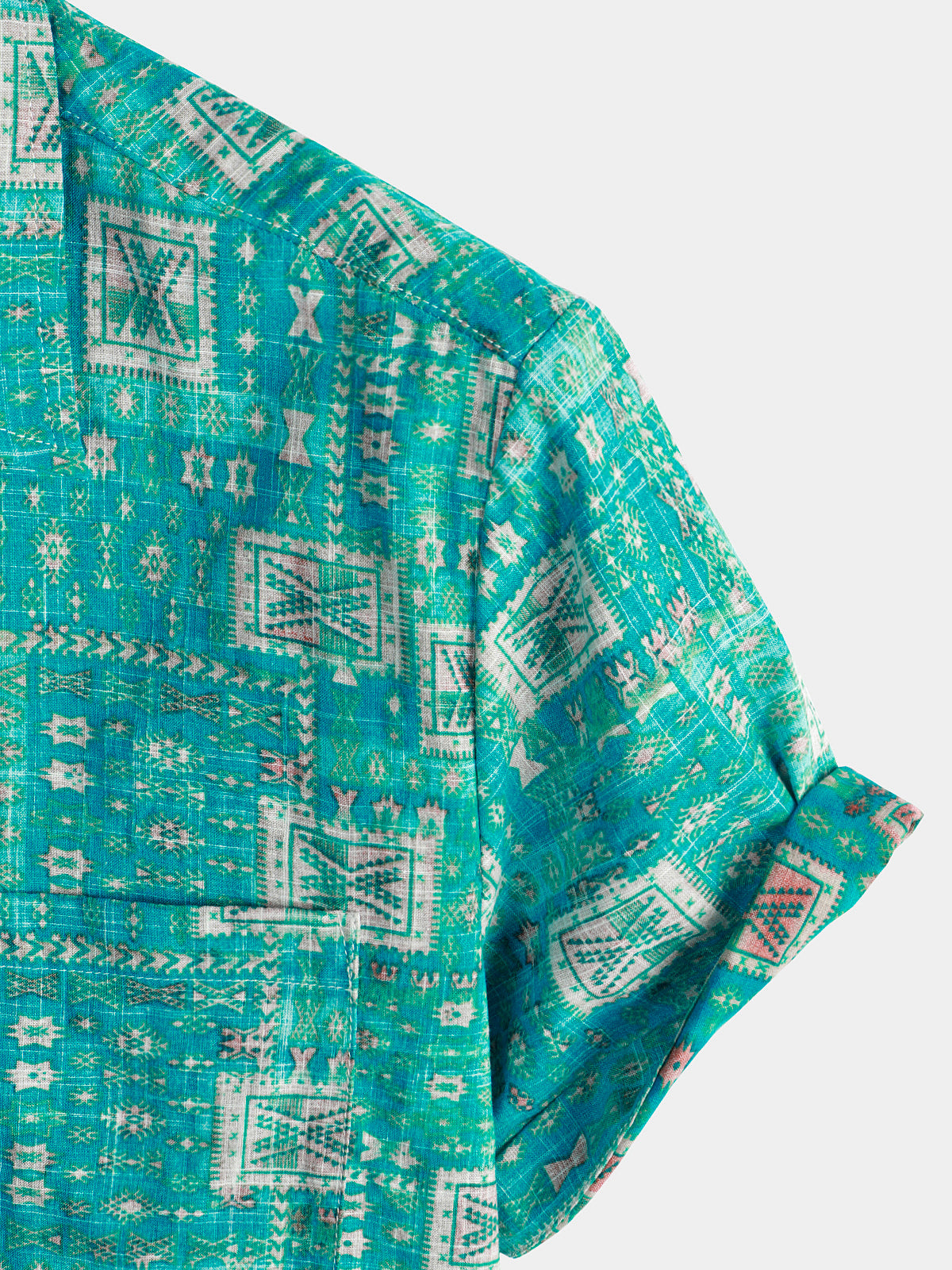 Camisa casual retro Holiday Pocket de manga corta para hombre