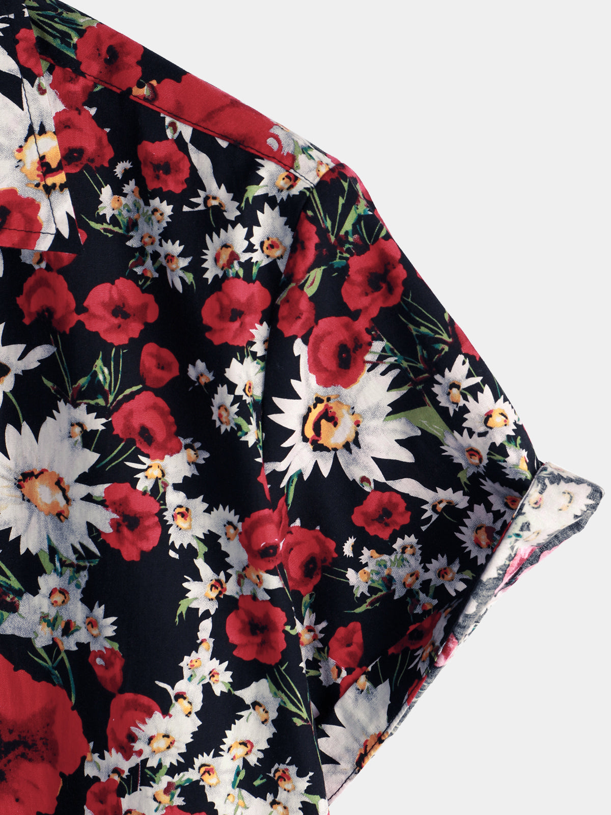 Camisa Summer Rose Daisy Flower estampado casual floral de manga corta para hombre