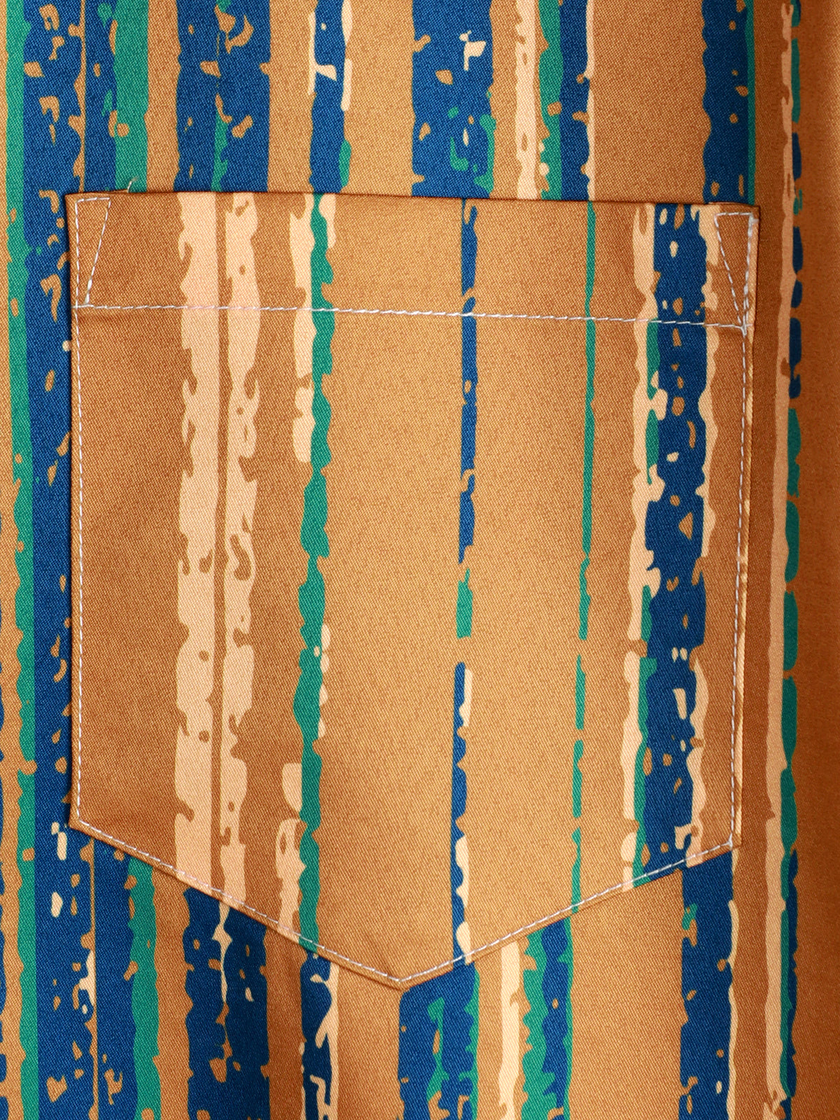 Camisa vintage Yellow And Blue Vertical a rayas Button Up Pocket de manga corta para hombre