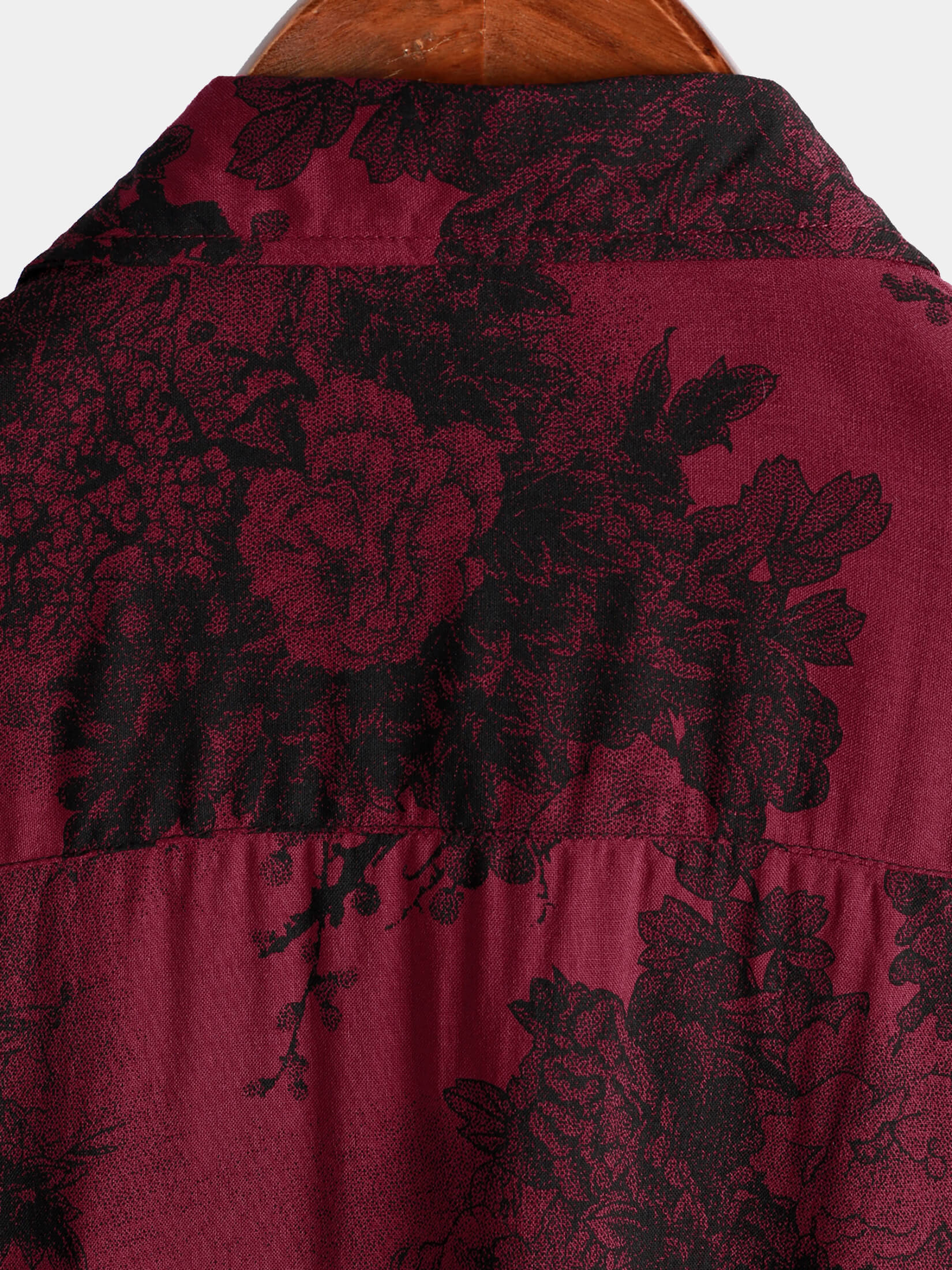Camisa Red vintage floral Summer Holiday Hawaiian transpirable Button Up de manga corta para hombre