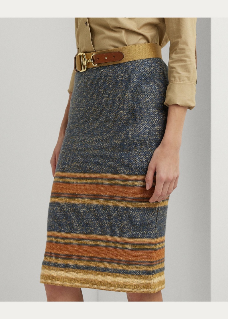 Falda A Rayas Algodon-Linen Knit Pencil Mujer Multicolor | KTWP21467 - vista 2