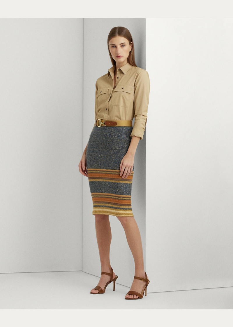 Falda A Rayas Algodon-Linen Knit Pencil Mujer Multicolor | KTWP21467 - vista 3