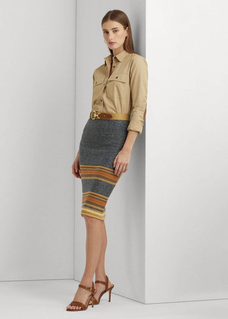 Falda A Rayas Algodon-Linen Knit Pencil Mujer Multicolor | KTWP21467 - vista 1