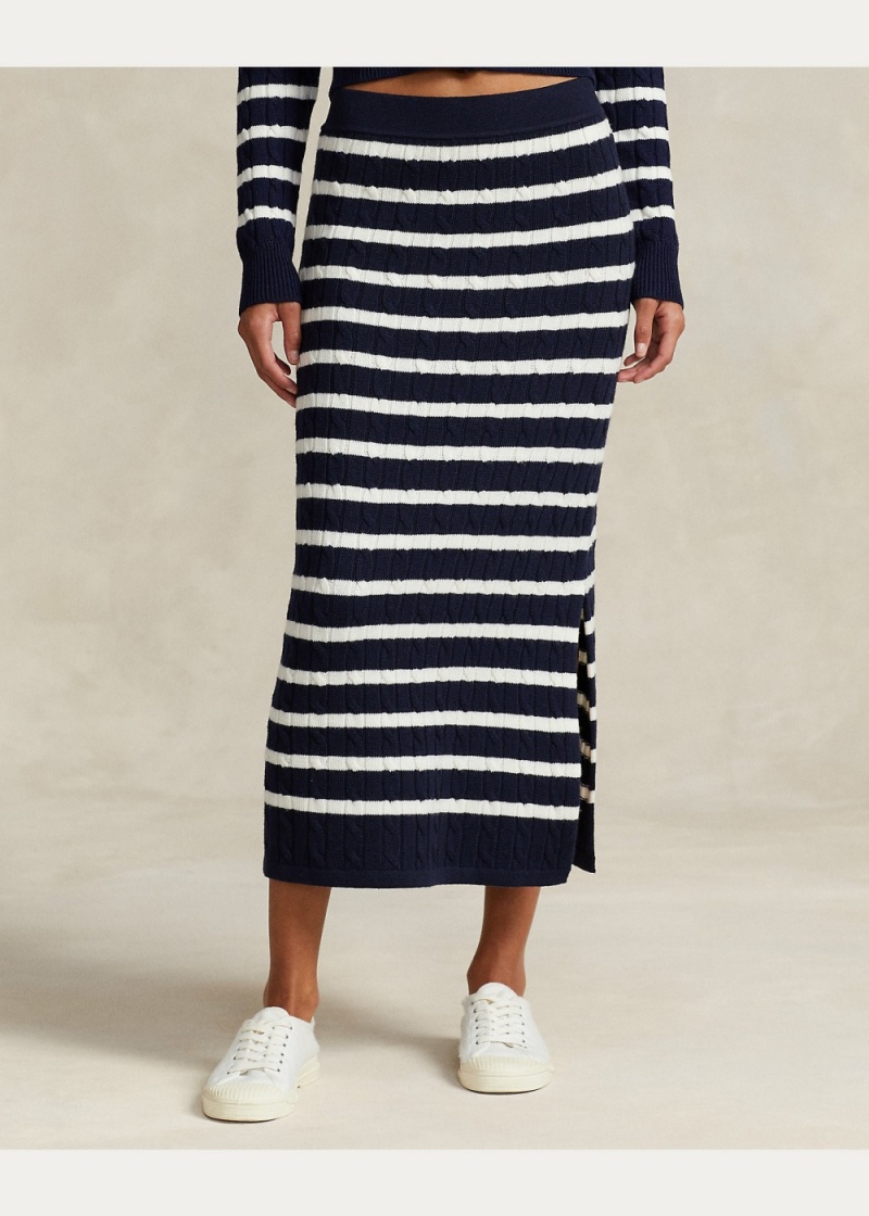 Falda A Rayas Cable-Knit Pull-On Jumpers Mujer Creme | SBEF18509 - vista 3