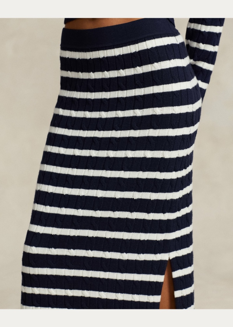Falda A Rayas Cable-Knit Pull-On Jumpers Mujer Creme | SBEF18509 - vista 5