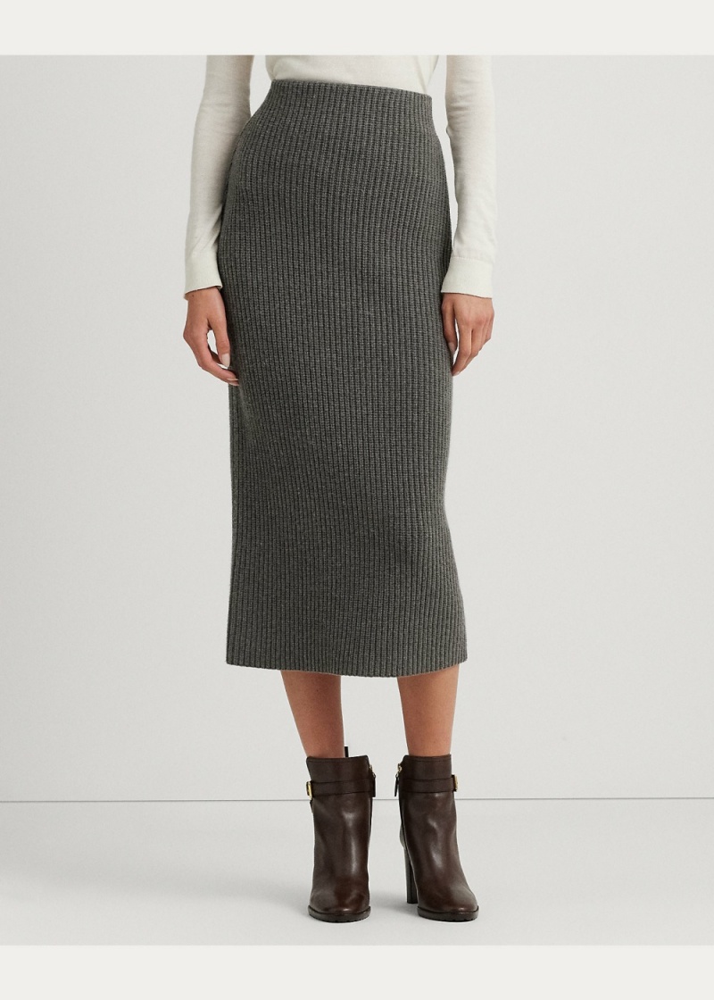 Falda Algodon Knit Pencil Mujer Negros | VAXL90214 - vista 3
