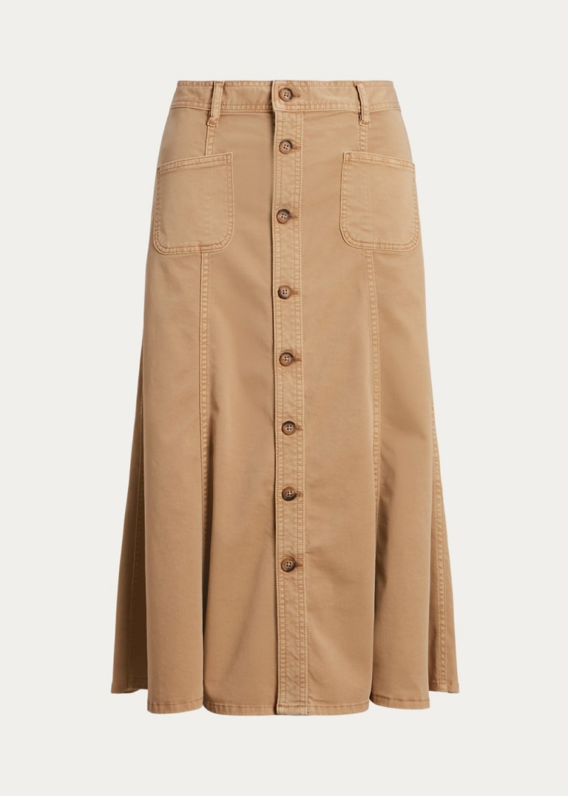 Falda Algodon Twill A-Line Mujer Kaki | VZSE61729 - vista 2