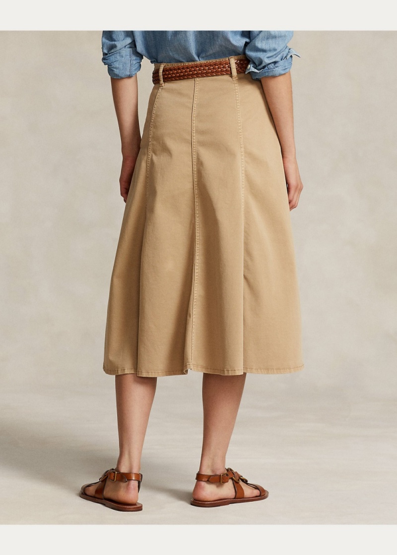 Falda Algodon Twill A-Line Mujer Kaki | VZSE61729 - vista 4