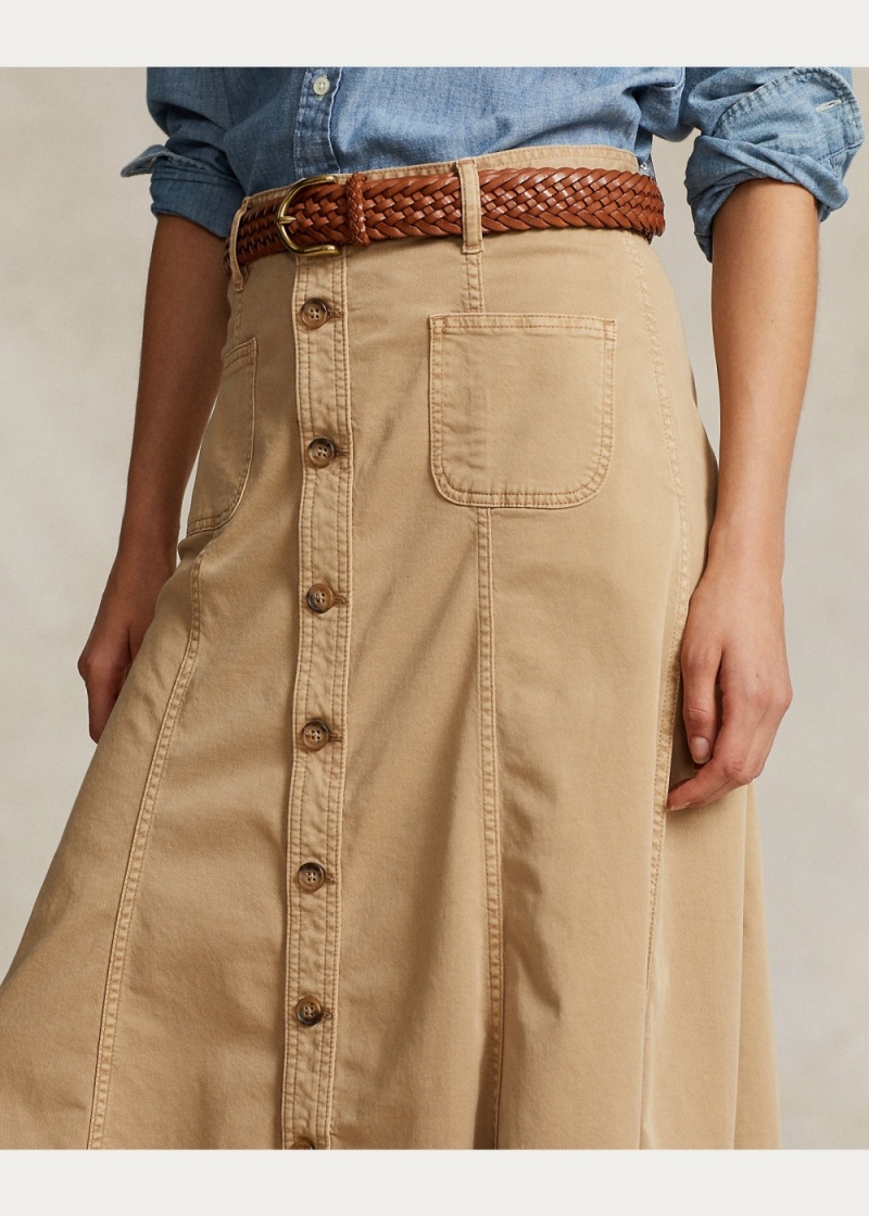 Falda Algodon Twill A-Line Mujer Kaki | VZSE61729 - vista 5