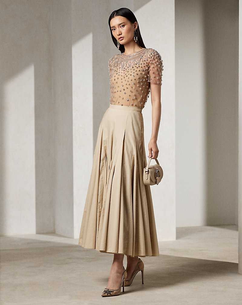 Falda Ralph Lauren Aubrie Cotton Mujer Fawn | OFPYGVA-42 - vista 1