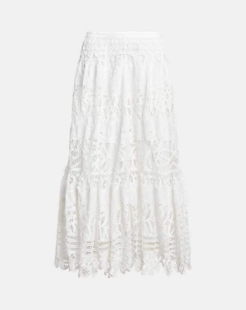 Falda Ralph Lauren Battenberg-Lace Linen Midi Mujer Blancos | IHNMXQL-61 - vista 2