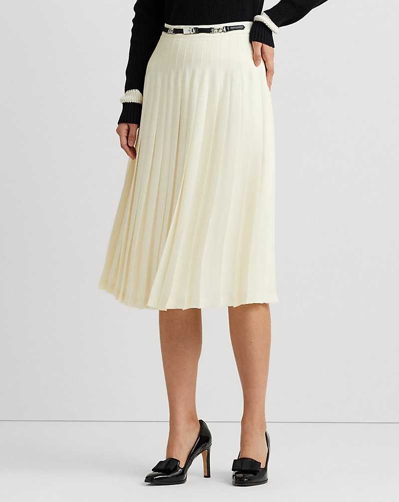 Falda Ralph Lauren Belted Pleated Georgette Mujer Creme | DCUAEWY-27 - vista 3