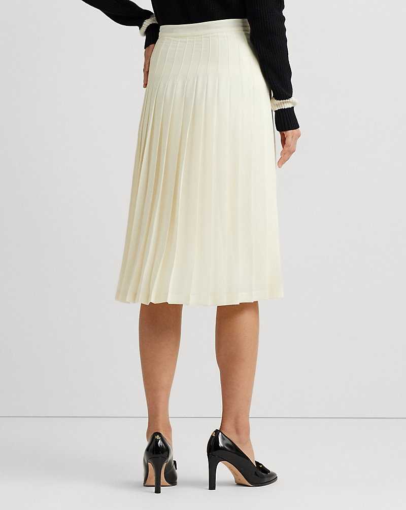 Falda Ralph Lauren Belted Pleated Georgette Mujer Creme | DCUAEWY-27 - vista 4