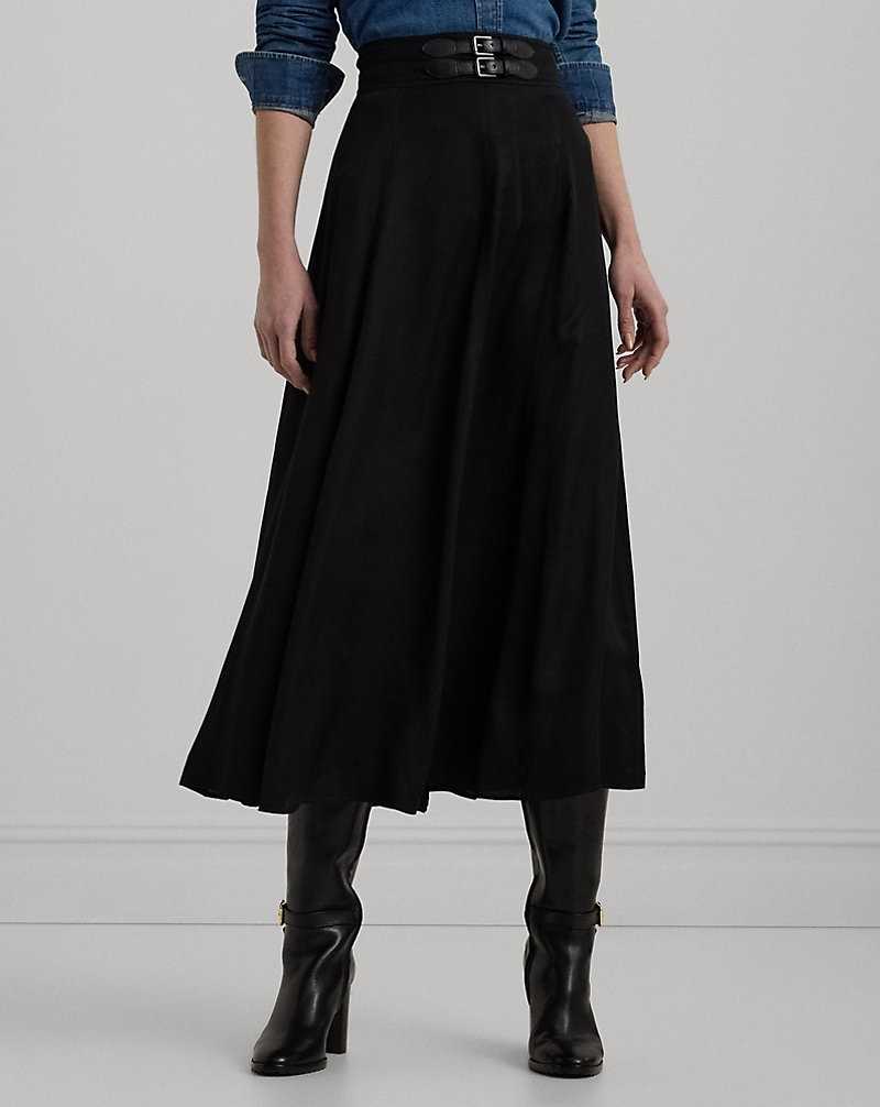 Falda Ralph Lauren Buckle-Trim Twill Midi Mujer Negros | XTQHVCU-82 - vista 3