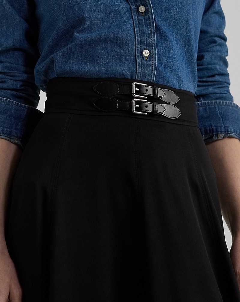 Falda Ralph Lauren Buckle-Trim Twill Midi Mujer Negros | XTQHVCU-82 - vista 5