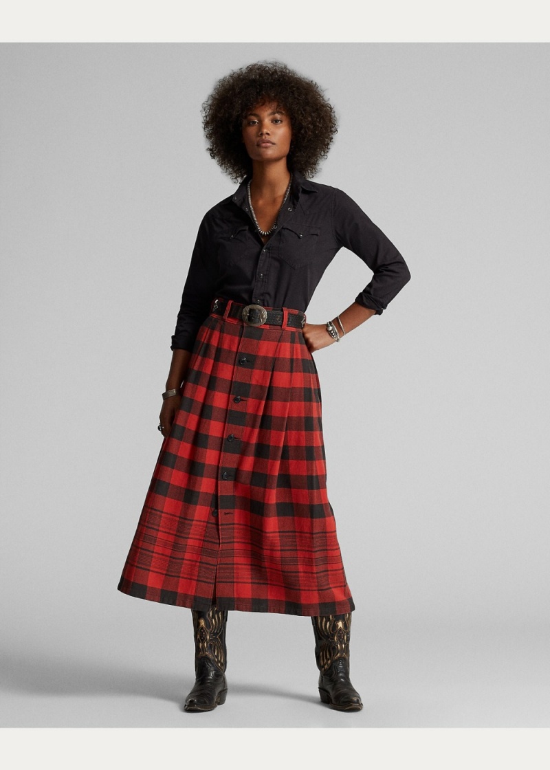 Falda Buffalo Check Algodon-Linen Mujer Negros | GEUI59463 - vista 2