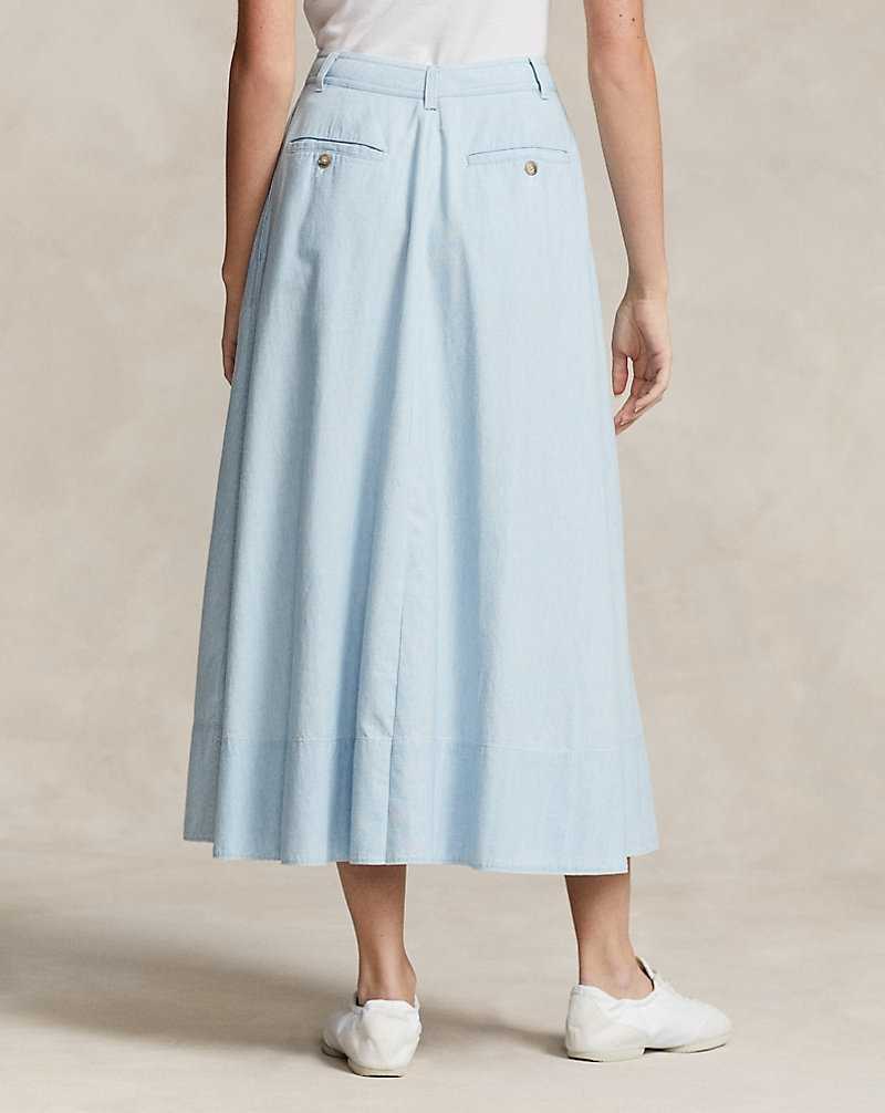 Falda Ralph Lauren Button-Front Chambray Mujer Chambray | SMEOAJR-56 - vista 4