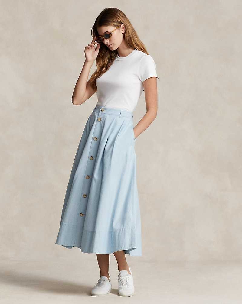 Falda Ralph Lauren Button-Front Chambray Mujer Chambray | SMEOAJR-56 - vista 1