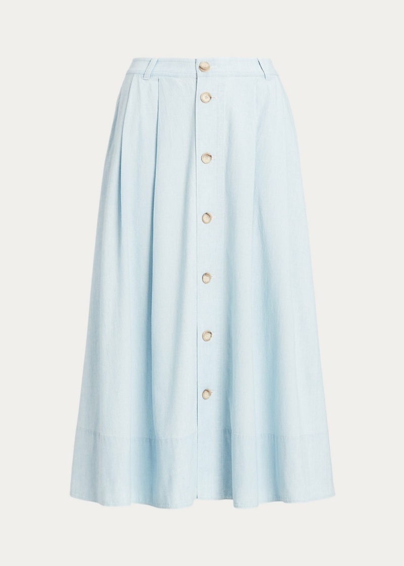 Falda Button-Front Chambray Mujer Creme | SJUY37426 - vista 2