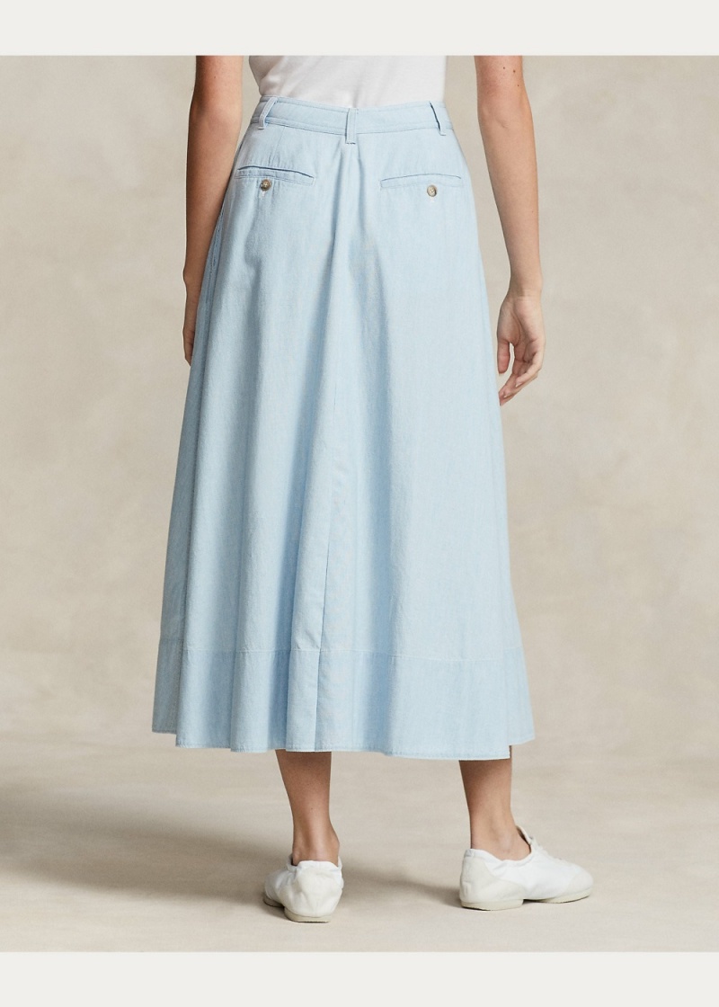 Falda Button-Front Chambray Mujer Creme | SJUY37426 - vista 4