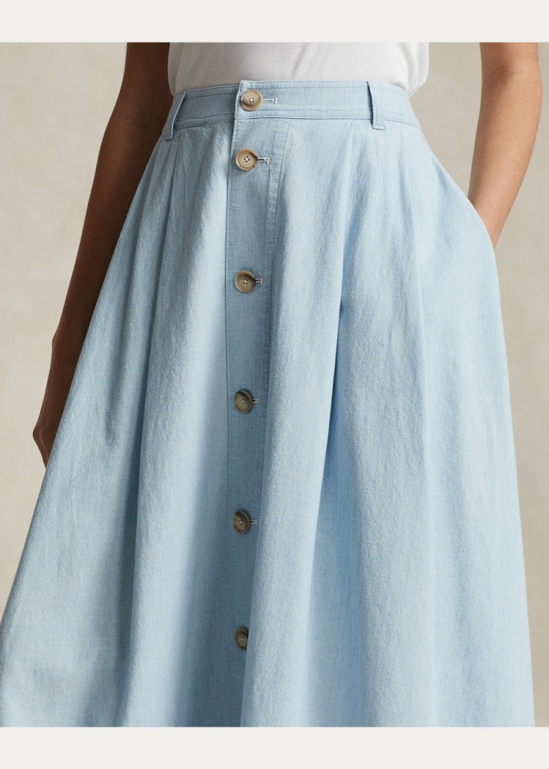 Falda Button-Front Chambray Mujer Creme | SJUY37426 - vista 5