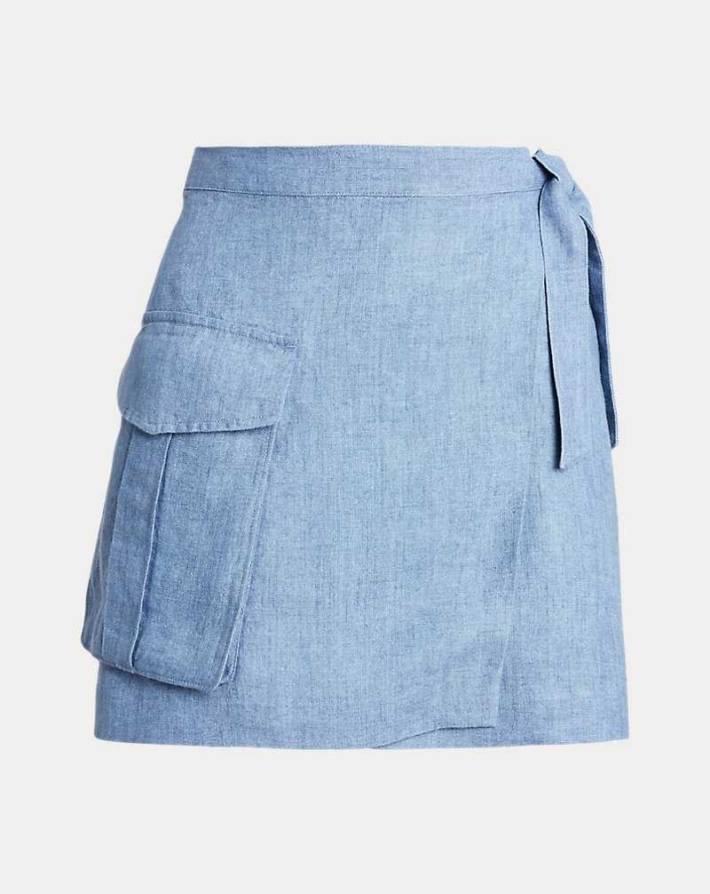 Falda Ralph Lauren Cargo Linen Wrap Mujer Azules | XZKRQNY-75 - vista 2
