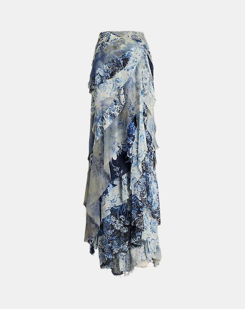 Falda Ralph Lauren Clairee Floral Tiered Maxiskirt Mujer Blue/Pearl Multi | HGPEUWJ-14 - vista 2