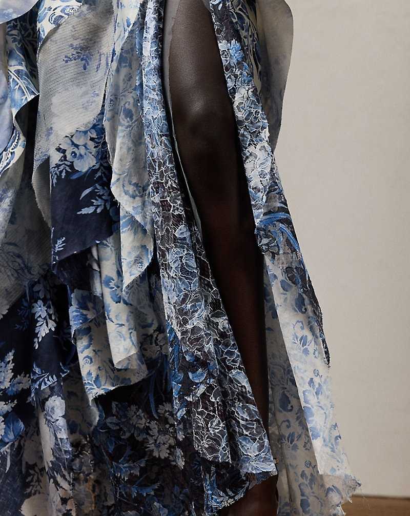 Falda Ralph Lauren Clairee Floral Tiered Maxiskirt Mujer Blue/Pearl Multi | HGPEUWJ-14 - vista 5