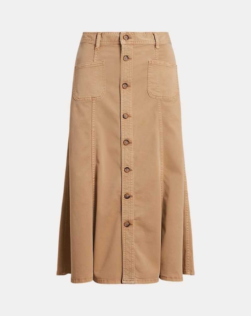 Falda Ralph Lauren Cotton Twill A-Line Mujer Kaki | JUBNCXY-52 - vista 2