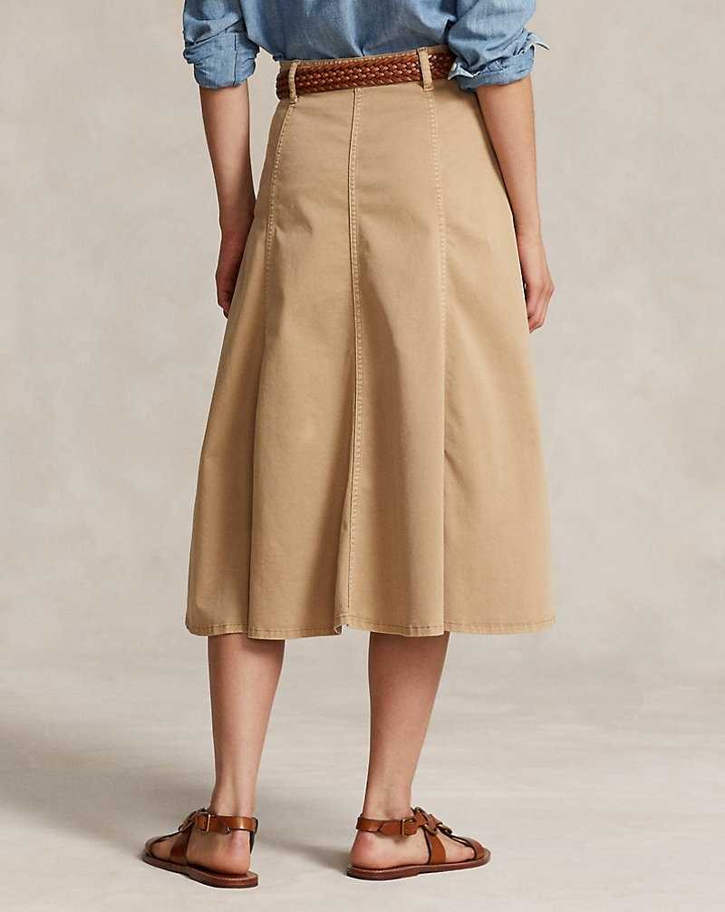 Falda Ralph Lauren Cotton Twill A-Line Mujer Kaki | JUBNCXY-52 - vista 4