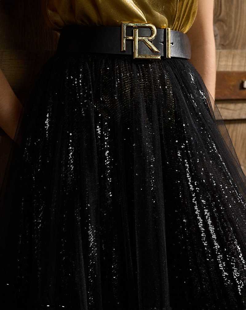 Falda Ralph Lauren Daphne Embellished Tulle Maxiskirt Mujer Negros | BJMVHWK-49 - vista 5