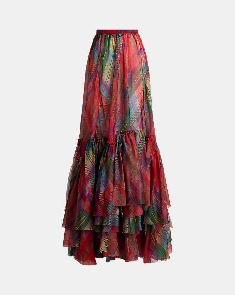 Falda Ralph Lauren Daphne Print Silk Gazar Maxiskirt Mujer Rojos | IKMJHYB-47 - vista 2