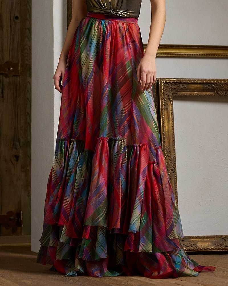 Falda Ralph Lauren Daphne Print Silk Gazar Maxiskirt Mujer Rojos | IKMJHYB-47 - vista 3