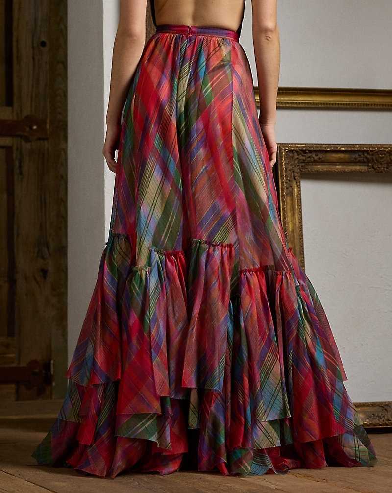 Falda Ralph Lauren Daphne Print Silk Gazar Maxiskirt Mujer Rojos | IKMJHYB-47 - vista 4