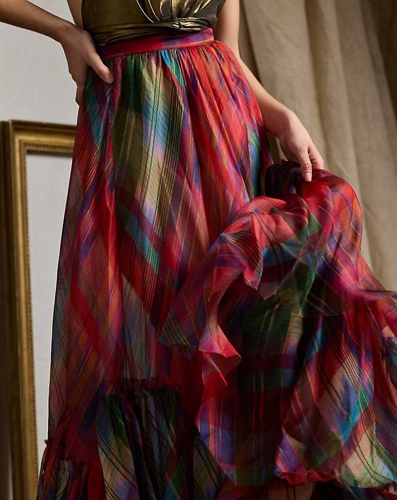 Falda Ralph Lauren Daphne Print Silk Gazar Maxiskirt Mujer Rojos | IKMJHYB-47 - vista 5