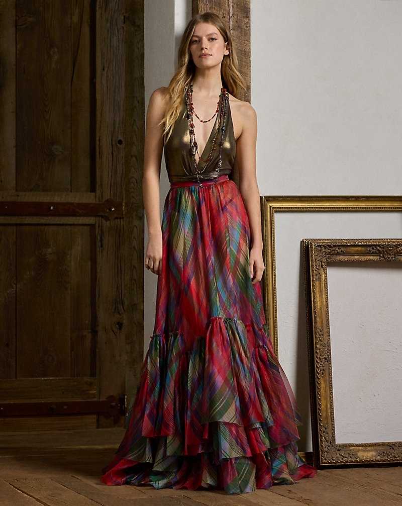 Falda Ralph Lauren Daphne Print Silk Gazar Maxiskirt Mujer Rojos | IKMJHYB-47 - vista 1