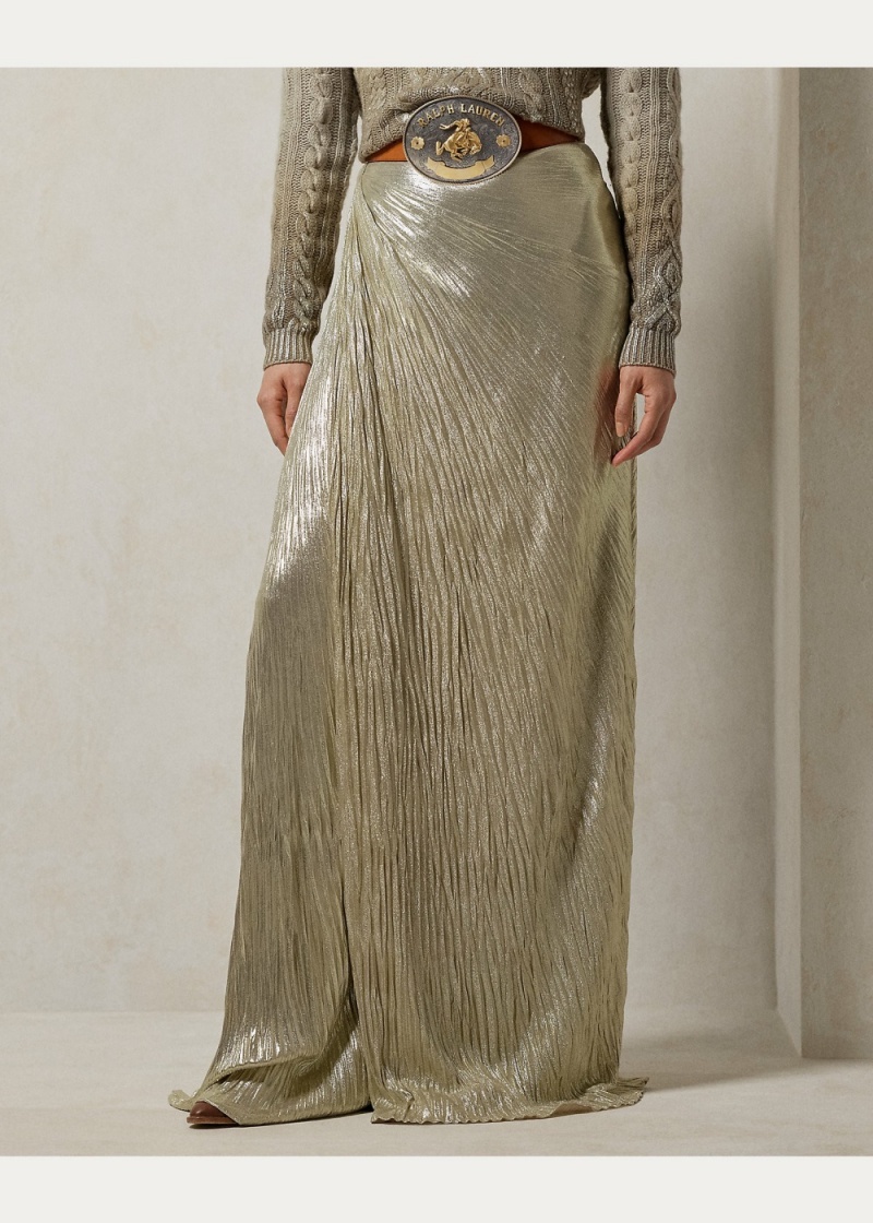 Falda Duvall Plisado Metallic Jersey Mujer Marrom | ZXBF17328 - vista 3