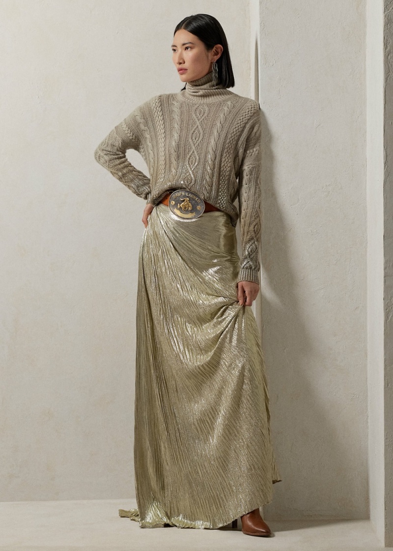 Falda Duvall Plisado Metallic Jersey Mujer Marrom | ZXBF17328 - vista 1