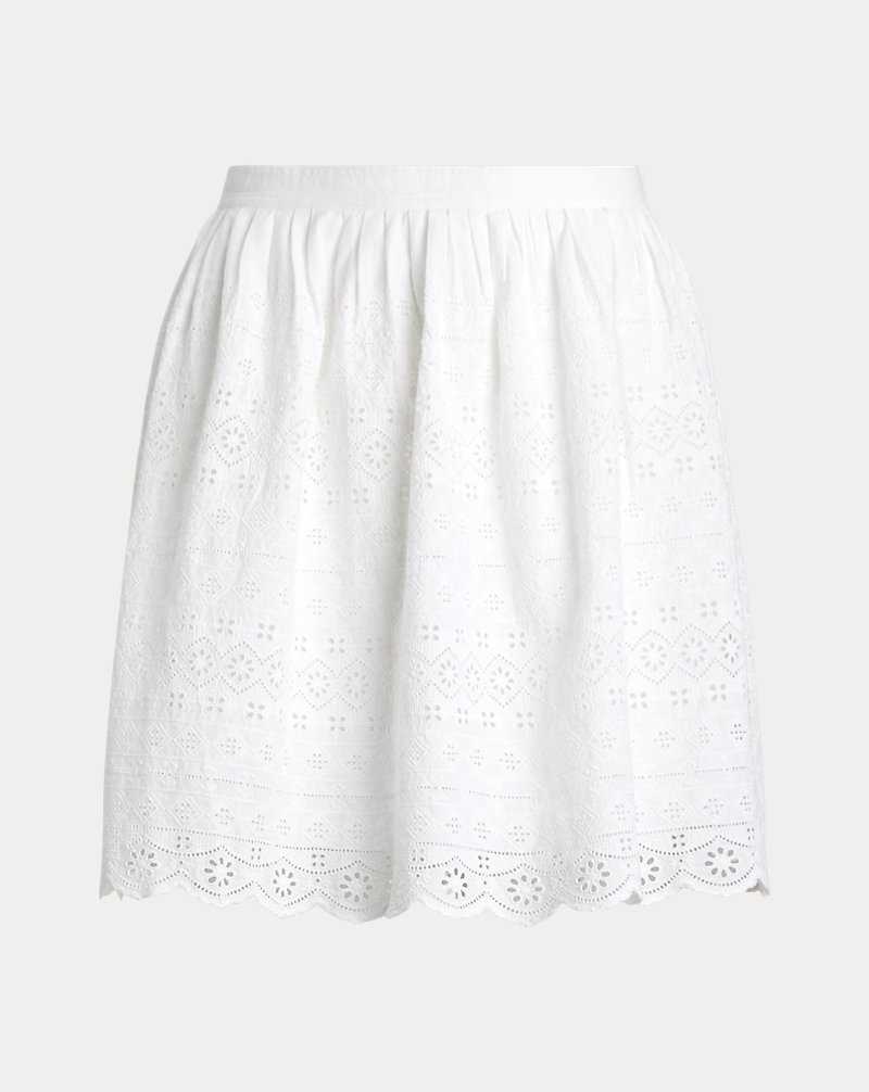Falda Ralph Lauren Eyelet Cotton Miniskirt Mujer Blancos | RPZQGEK-59 - vista 2