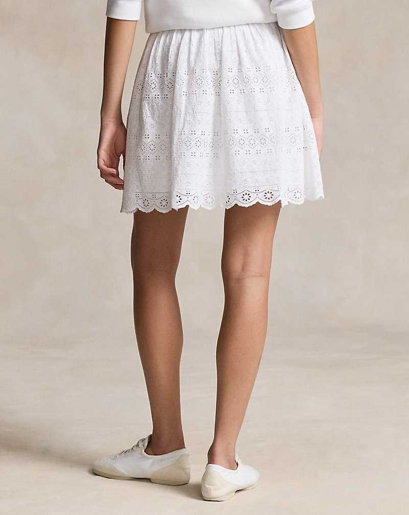 Falda Ralph Lauren Eyelet Cotton Miniskirt Mujer Blancos | RPZQGEK-59 - vista 4