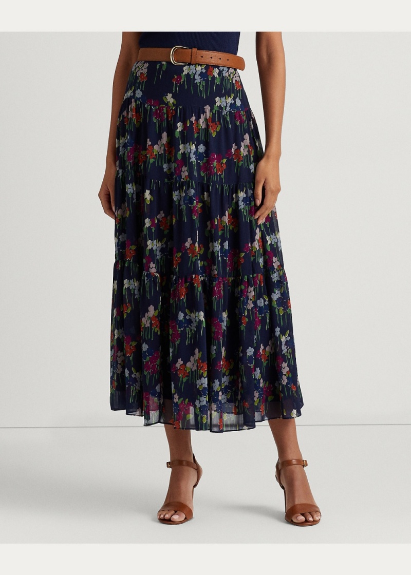Falda Floral Crinkle Georgette Mujer Multicolor | NCFL02687 - vista 3