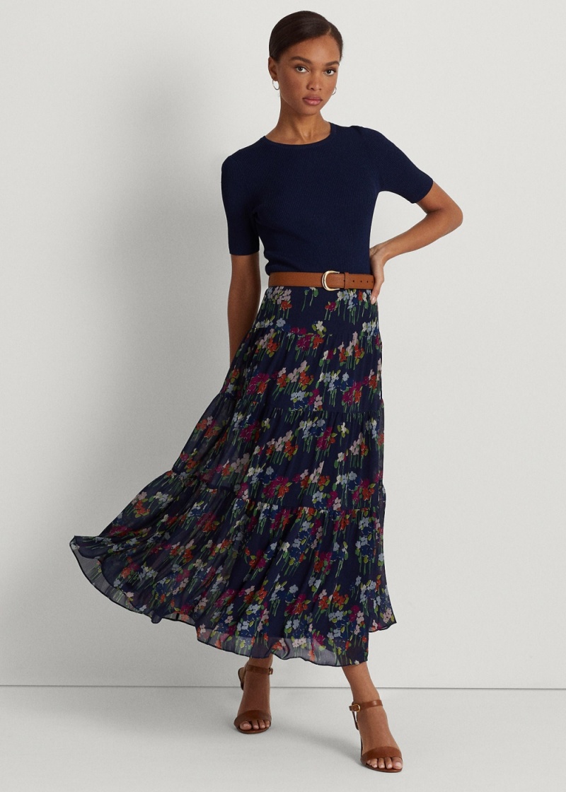 Falda Floral Crinkle Georgette Mujer Multicolor | NCFL02687 - vista 1