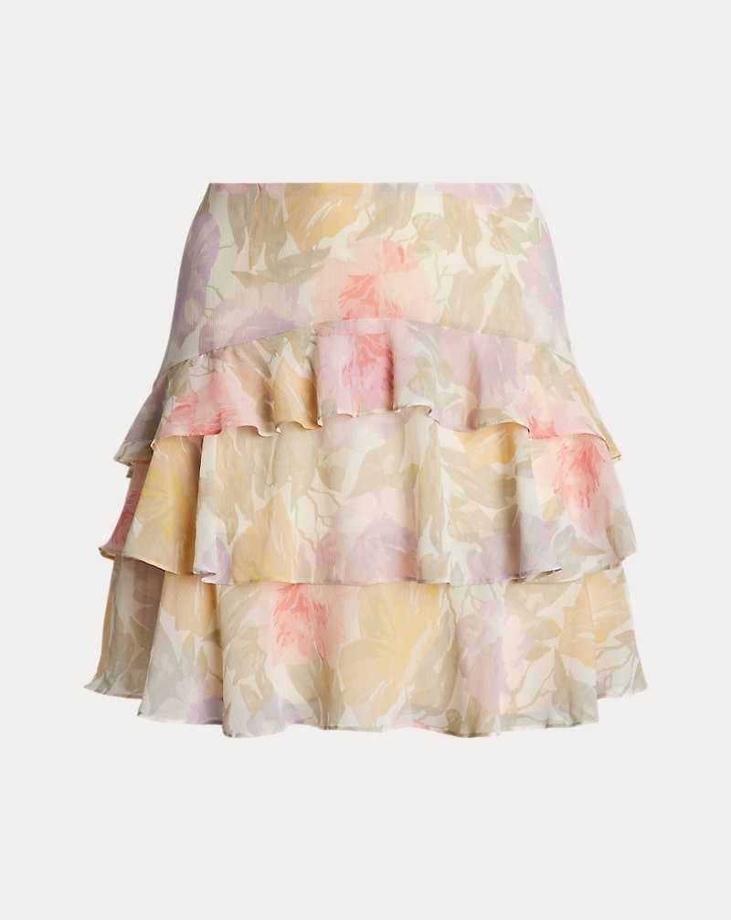 Falda Ralph Lauren Floral Crinkle Georgette Tiered Mujer Creme | WAPNURL-81 - vista 2
