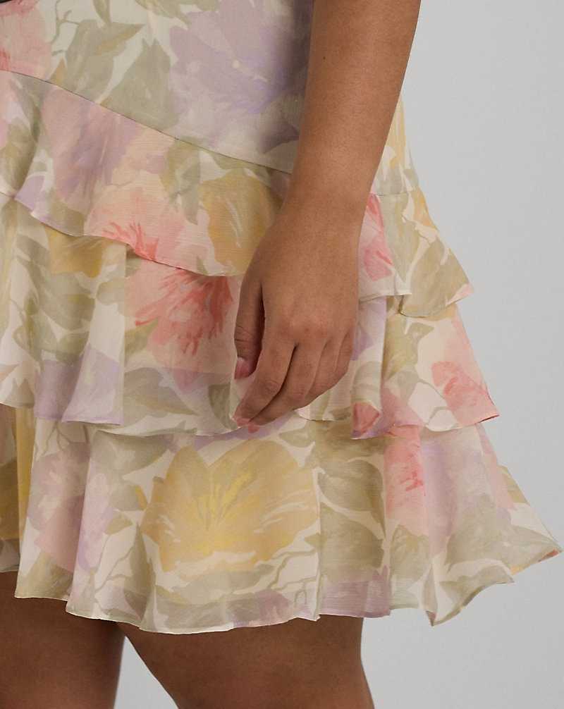 Falda Ralph Lauren Floral Crinkle Georgette Tiered Mujer Creme | WAPNURL-81 - vista 5